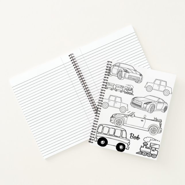 Carnet spiral Coloriage Voitures Trains (Intérieur)