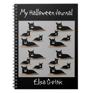 Carnet spiral de chats noirs d'Halloween