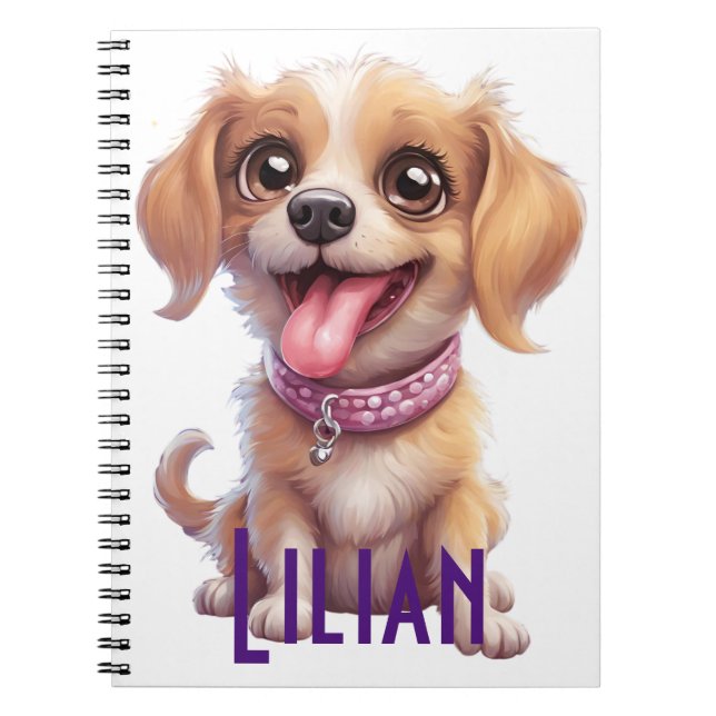 Carnet Spiral de chien mignon personnalisé : Delig (Devant)