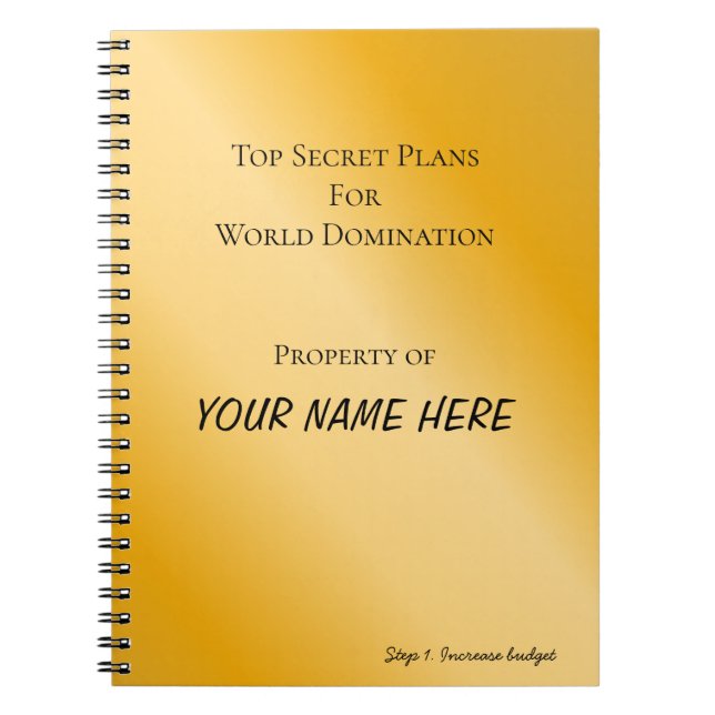 Carnet Spiral de Domination Mondiale Personnalisé (Devant)
