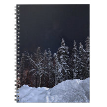 Carnet spiral de la forêt d'hiver bleu Serene
