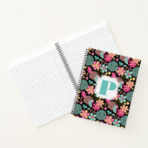 Carnet spiral de Monogramme floral peint Pastel