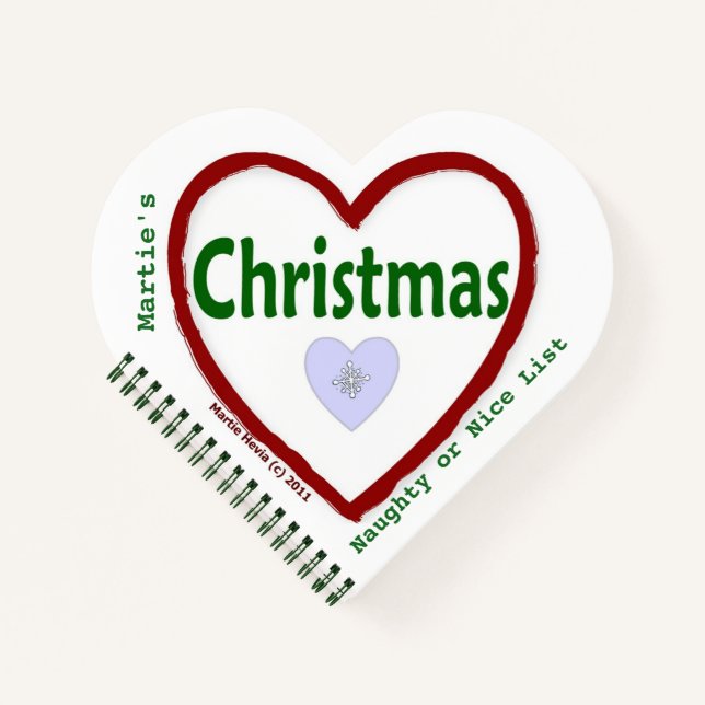 Carnet Spiral de Noël d'amour (en forme de coeur) (Devant)