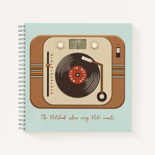 Carnet spiral de Tourne-disque de vinyle rétro (Devant)