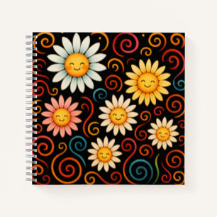Carnet Spiral Deluxe Smiling Daisies and Swirls