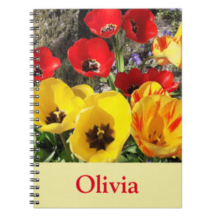Carnet spiral des tulipes jaunes et rouges