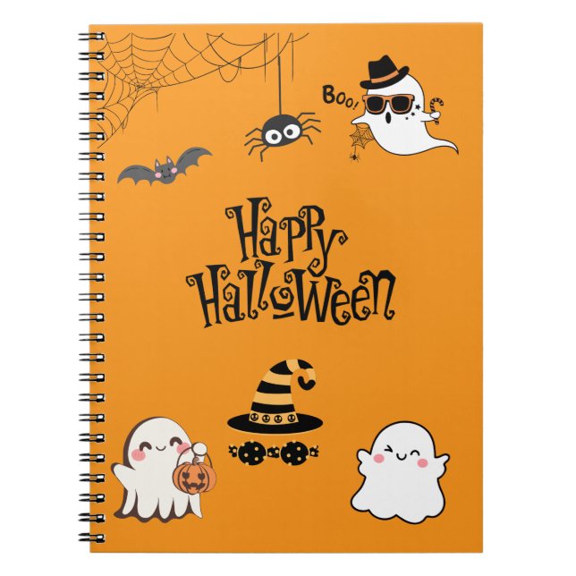 Carnet spiral d'Halloween mignon et Éffrayant (Devant)