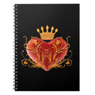 Carnet spiral du coeur de Filigree de la Couronne