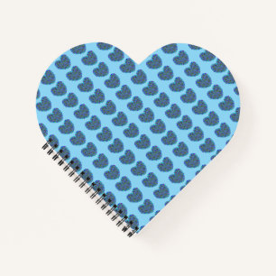 Carnet spiral en forme de coeur bleu