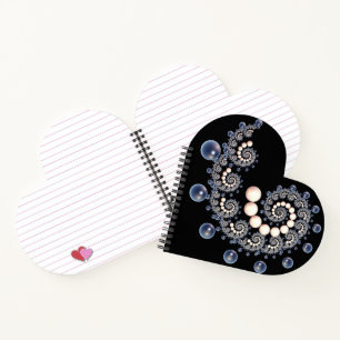 Carnet spiral en ivoire et perle bleue