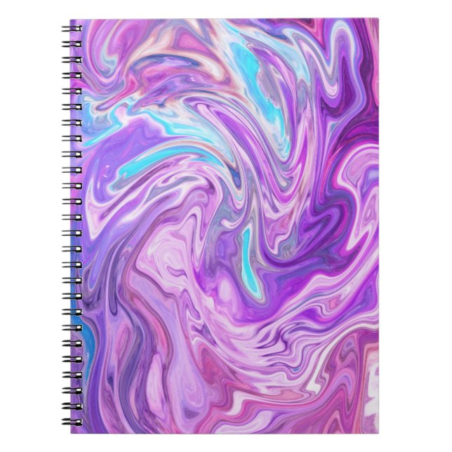 Carnet spiral en marbre violet multicolore (Devant)
