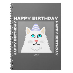 Carnet Spiral Fluffy White Cat