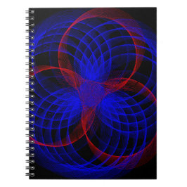 Carnet spiral géométrique à accents bleuets triple