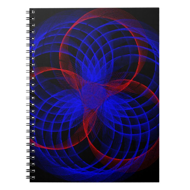 Carnet spiral géométrique à accents bleuets triple (Devant)