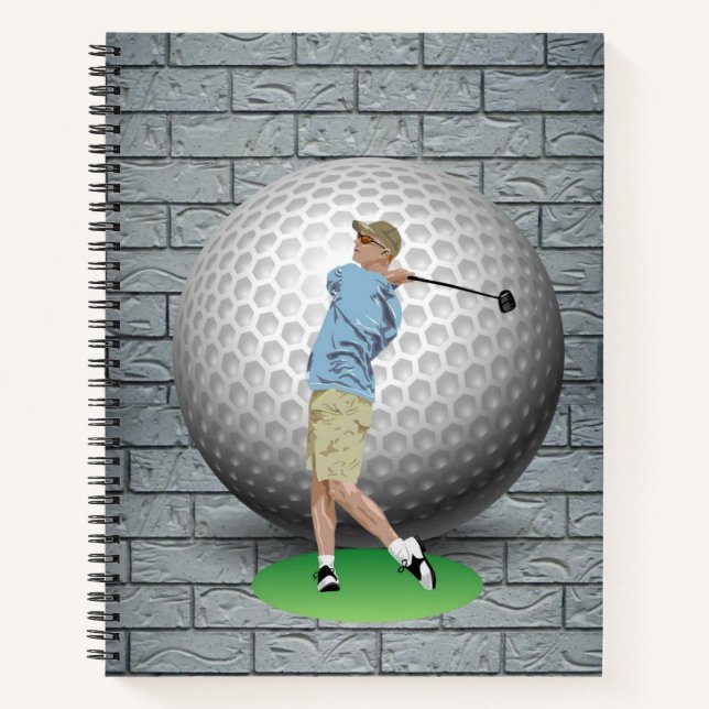Carnet Spiral Golf Balls Golfer Brick (Devant)