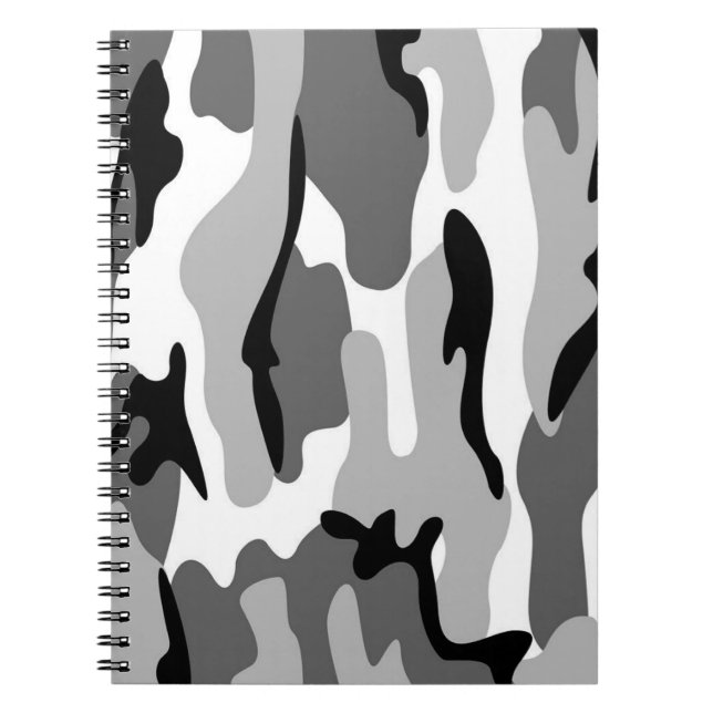 Carnet Spiral Gris Et Noir De Camouflage (Devant)