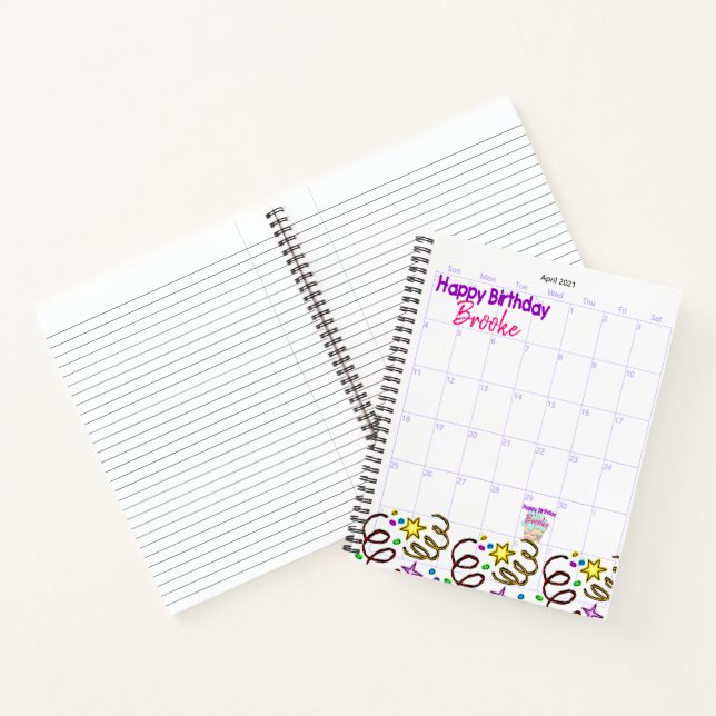 Carnet Spiral Joyeux Calendrier d'anniversaire (Intérieur)