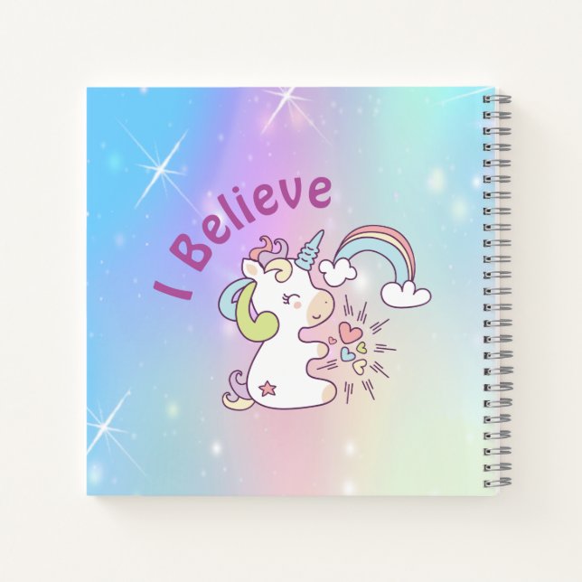Carnet spiral magique arc-en-ciel Unicorne (Dos)