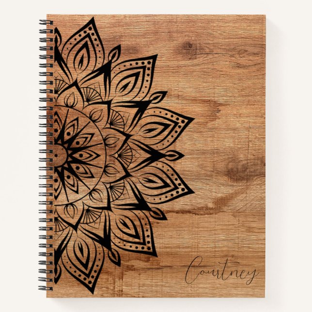 Carnet Spiral Mandala Personnalisé En Grain De Boi (Devant)