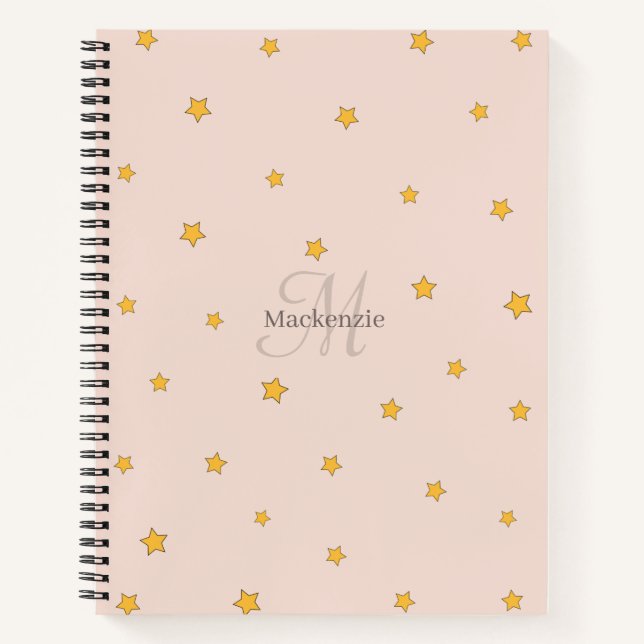 Carnet spiral Monogramme rose pâle étoile (Devant)