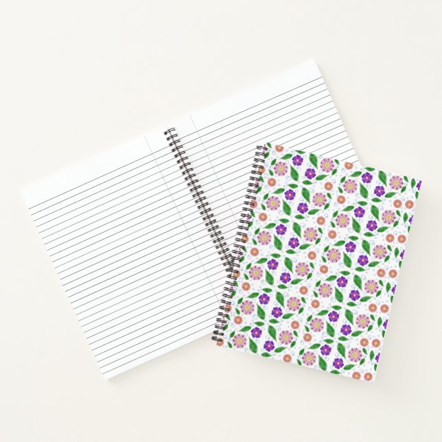 Carnet Spiral Motif Doodal Flower (Intérieur)