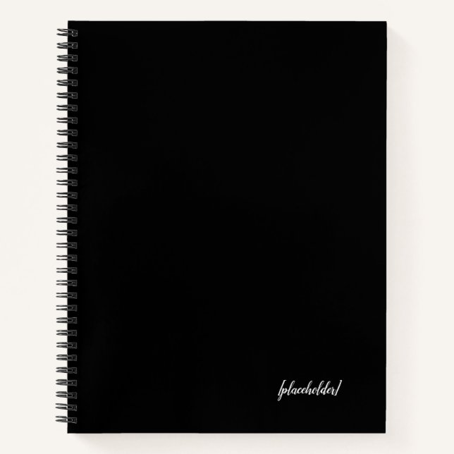 Carnet spiral noir esthétique avec nom personnalis (Devant)