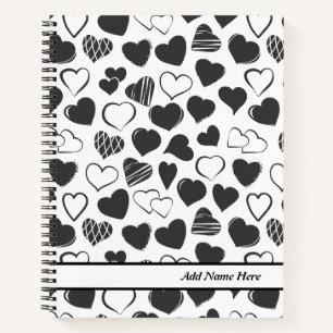 Carnet spiral noir et blanc du coeur