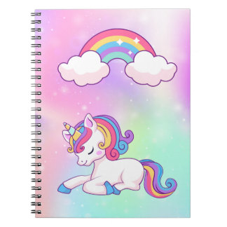 Carnet spiral notebook unicorn cover 80 pages lined