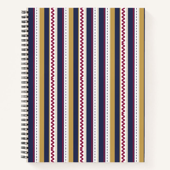 Carnet Spiral notebook with vertical stripes in navy blue (Devant)
