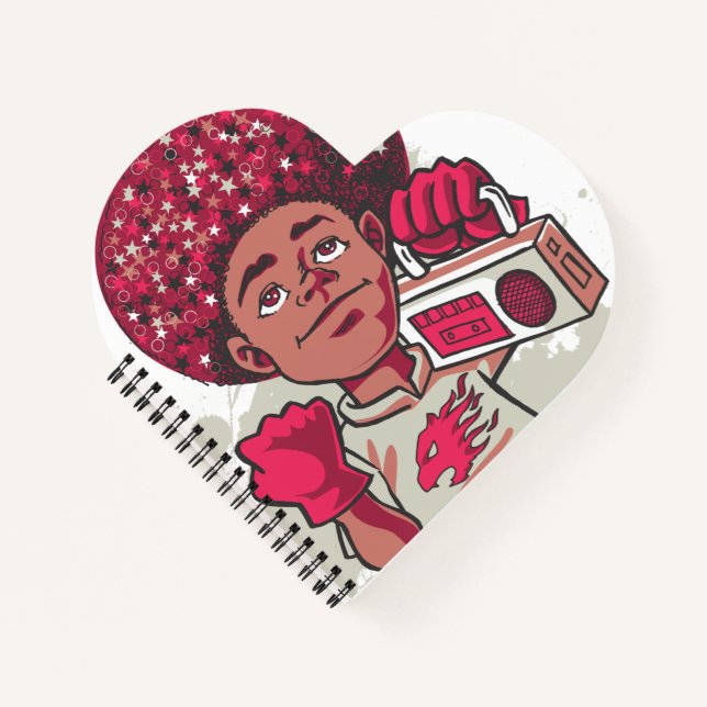 Carnet Spiral Notebook – YOUTH Power Afro & Boombox Urban (Devant)
