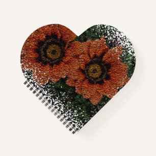 Carnet Spiral Orange Daisy Balls En Forme Coeur