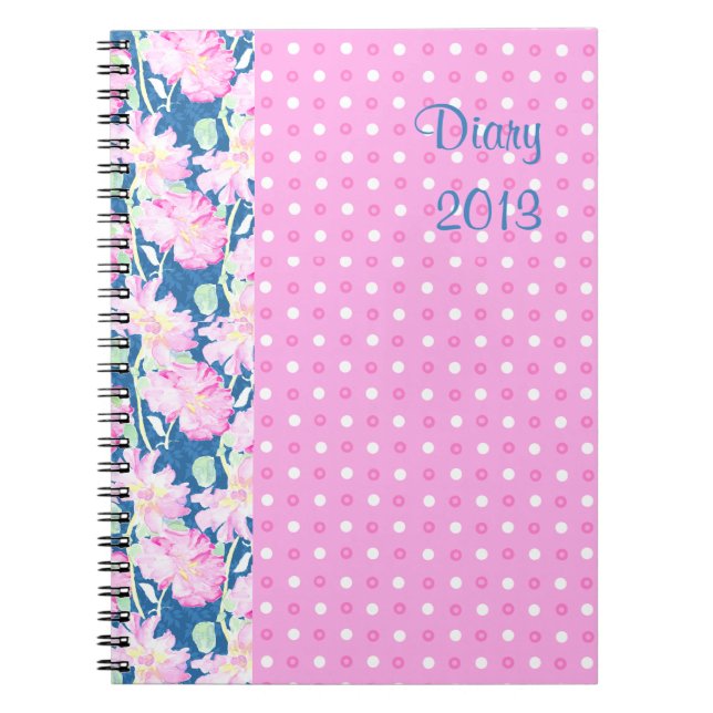 Carnet spiral ou Journal, Roses roses roses, Pois (Devant)