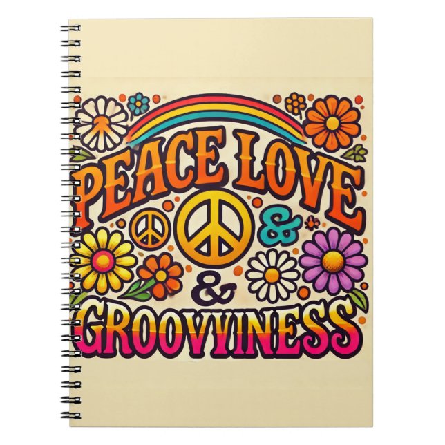 Carnet Spiral Paix, Amour & Grooviness (Devant)