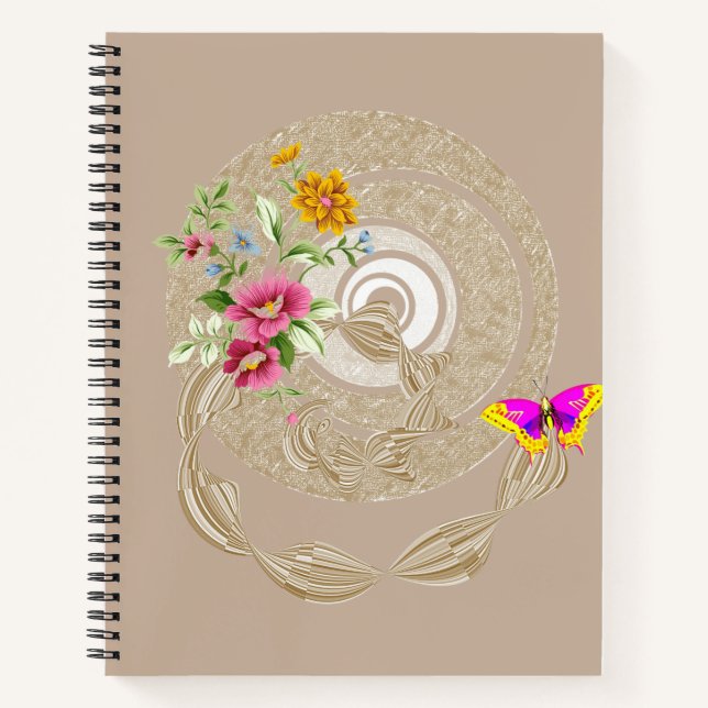 Carnet spiral papillon floral (Devant)