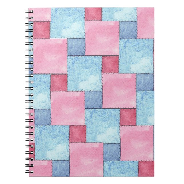 Carnet Spiral Patchwork, Rose, Blues (Devant)