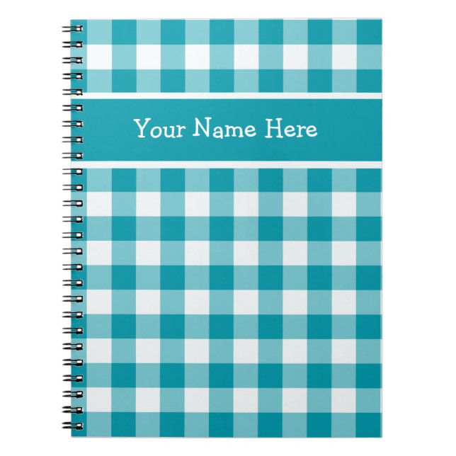 Carnet Spiral Personnalisé, Contrôle Turquoise En  (Devant)