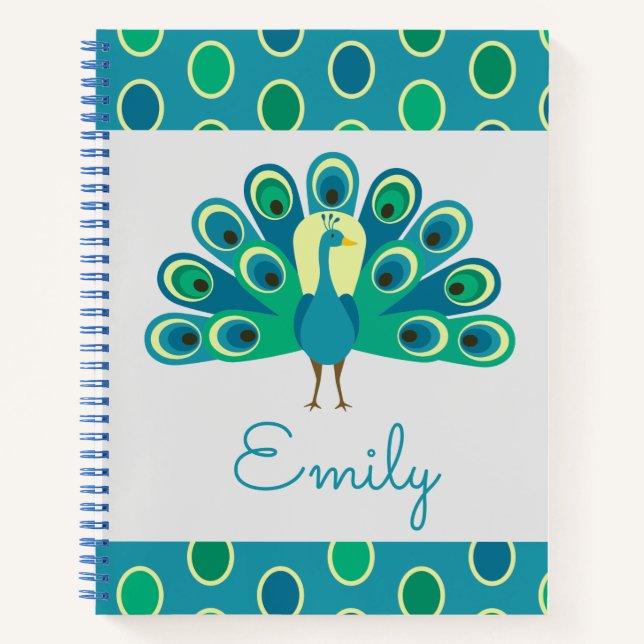 Carnet Spiral Personnalisé Cute Peacock (Devant)