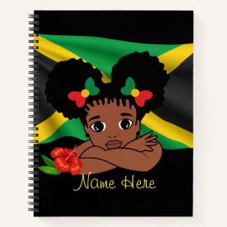 Carnet Spiral Personnalisé Jamaïcain Drapeau Fille