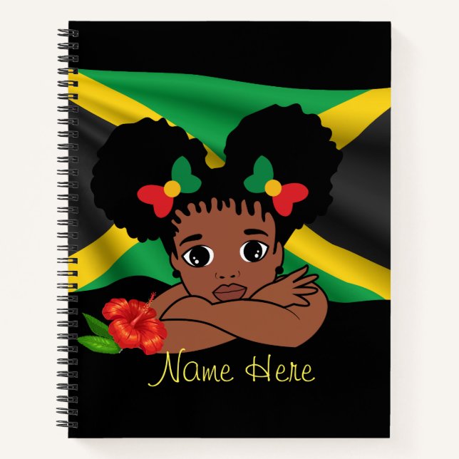 Carnet Spiral Personnalisé Jamaïcain Drapeau Fille (Devant)