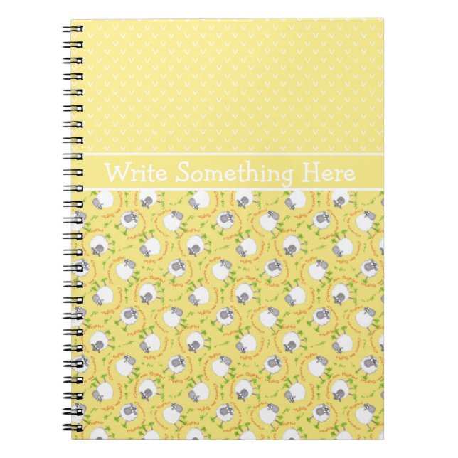 Carnet Spiral Personnalisé : Jaune, Motifs Sheep F (Devant)