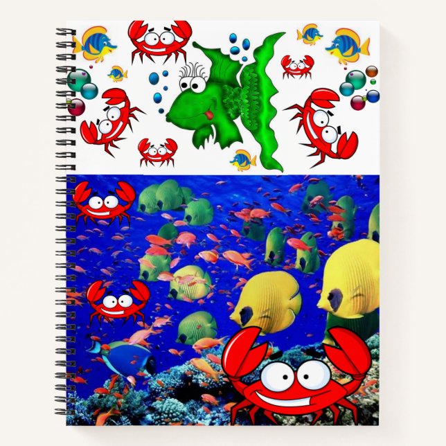 Carnet Spiral Poisson Crabe Océanique (Devant)