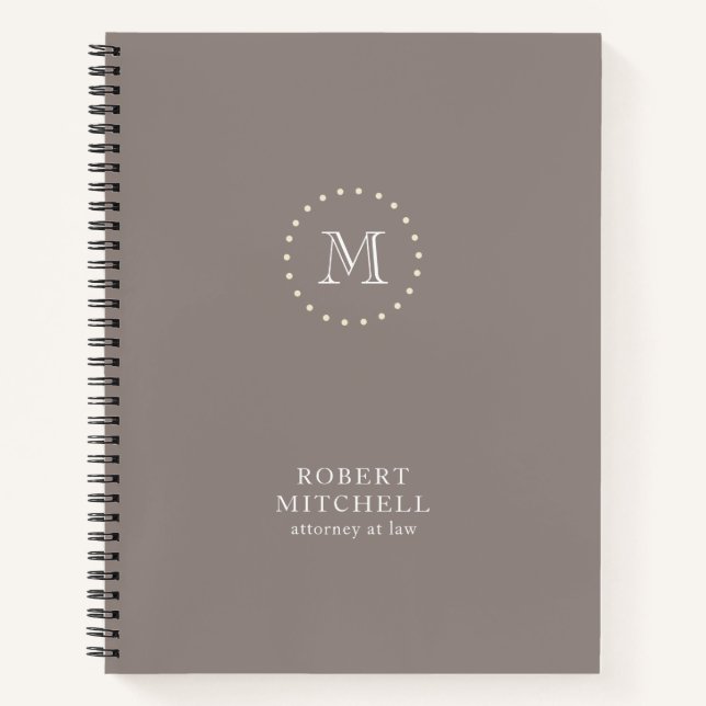 Carnet Spiral Professionnel Élégant Monogramme (Devant)