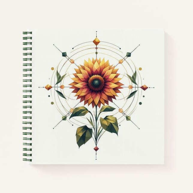 Carnet spiral radial de tournesol (Devant)
