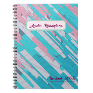 Carnet spiral rose et bleu Abstrait Motif
