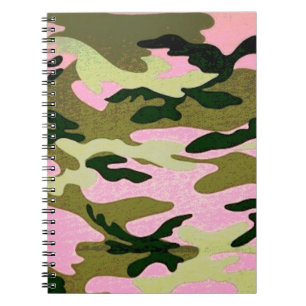 Carnet spiral rose et vert Camouflage