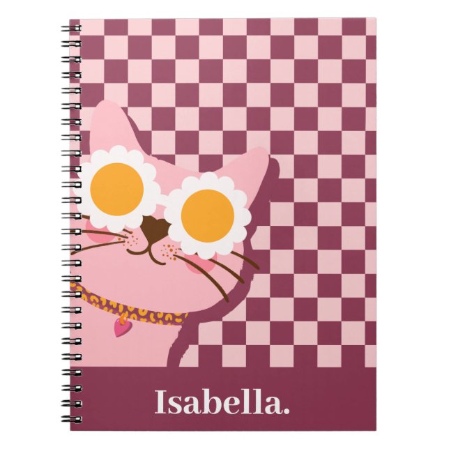 Carnet Spiral rose mignon personnalisé (Devant)