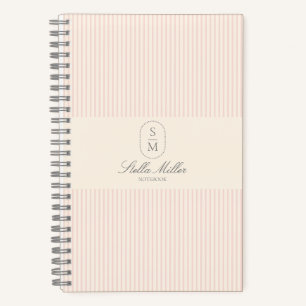Carnet spiral rose vintage à rayures roses
