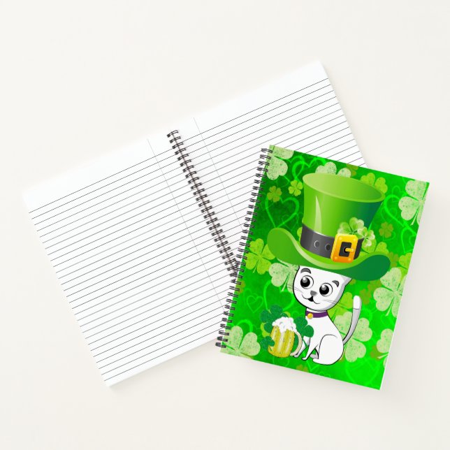 Carnet Spiral St. Patrick's Day Cat Beer (Intérieur)