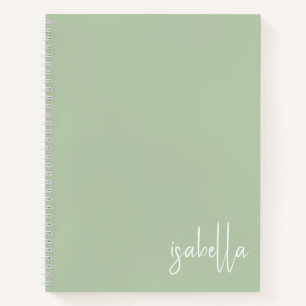 Carnet Spiral Vert Sage Personnalisé