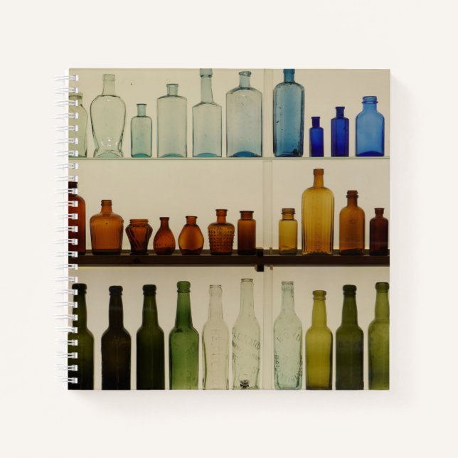 Carnet spirale avec conception bouteille de verre (Devant)